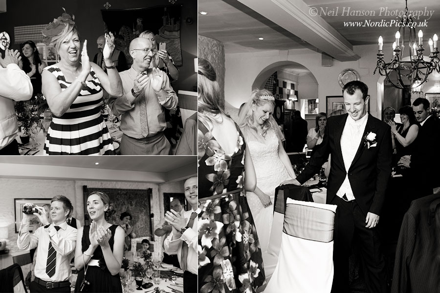 Bride & Grooms entrance to their Wedding Breakfast at The Bay Tree Hotel in Burford