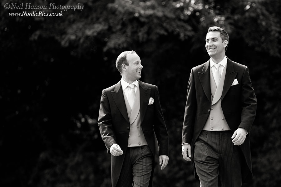 Groom and Best Man arriving for a Wedding at St Edwards School Oxford and St Hughs College