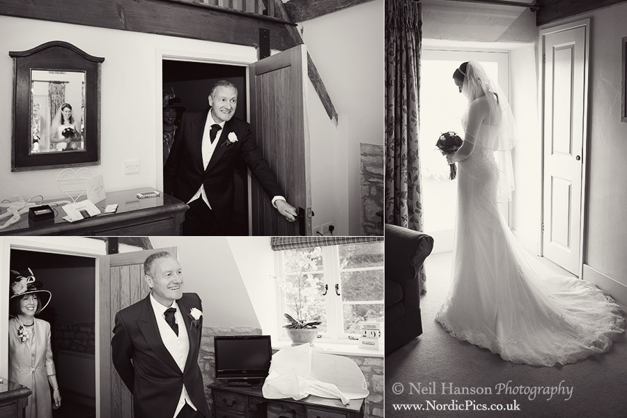 Bride's Father see's his daughter for the first time on her Wedding day at Caswell House