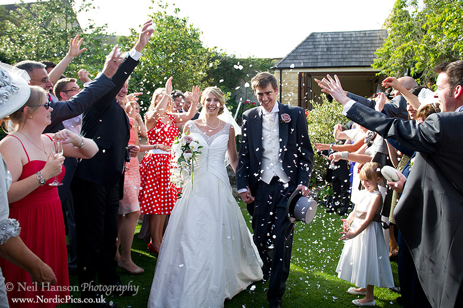 Confetti time at a Wedding at The Bay Tree Hotel