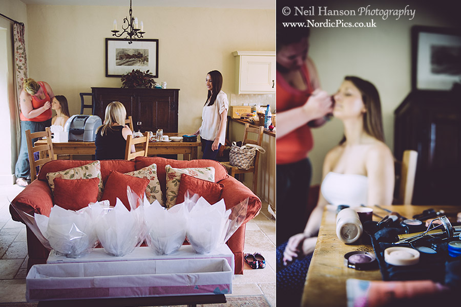 Bridesmaids preparations in the Cotswold Venue of Caswell House