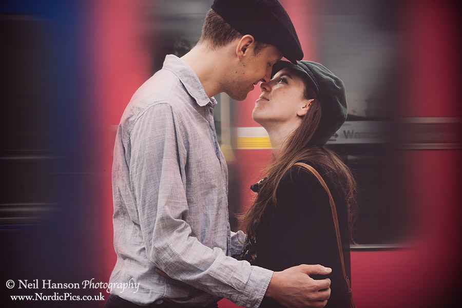 Love story photography at Charlbury main line train station in Oxfordshire