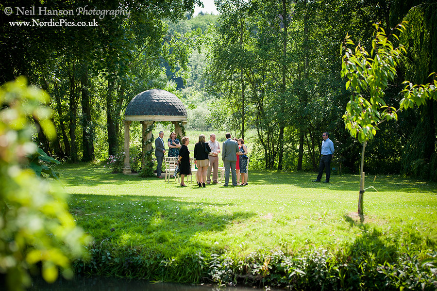 The garden Temple Wedding Ceremony at The Old Swan and Minster Mill Oxfordshire