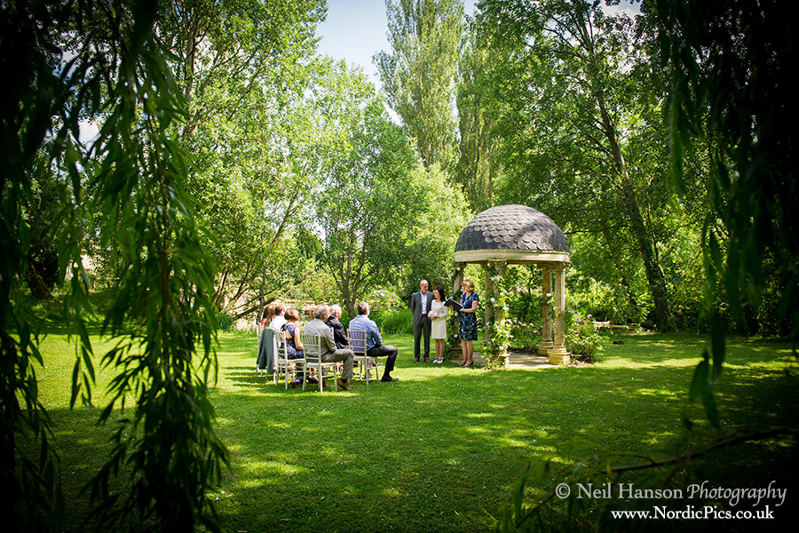 Wedding ceremony at the garden temple Old Swan and Minster Mill