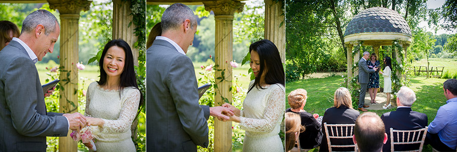 Wedding Ceremony under the garden temple at The Old Swan and Minster Mill