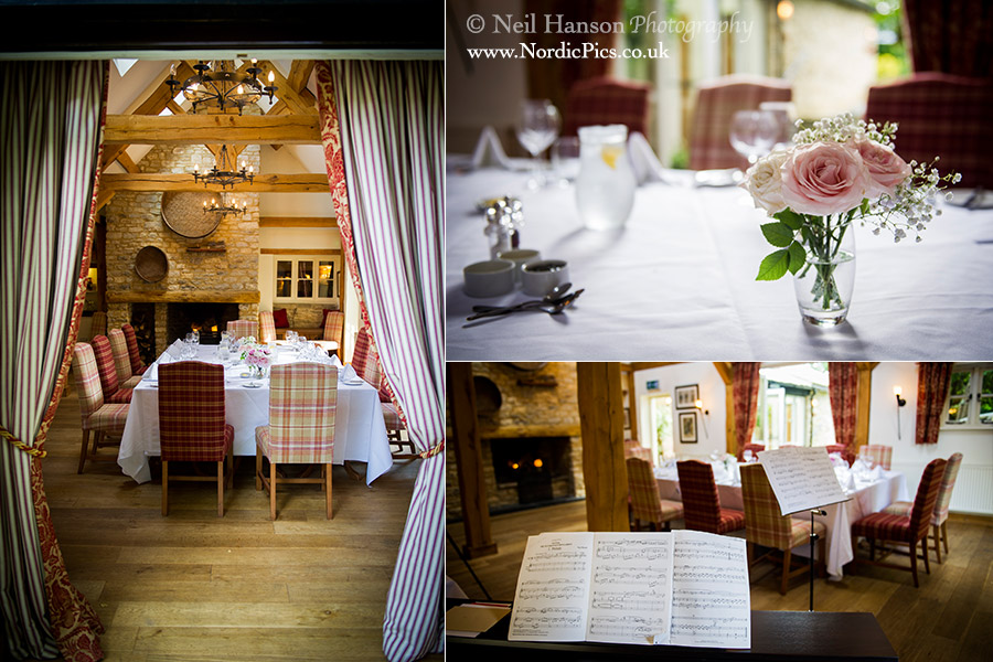 Wedding breakfast room at the Old Swan and Minster Mill in Minster Lovell Oxfordshire