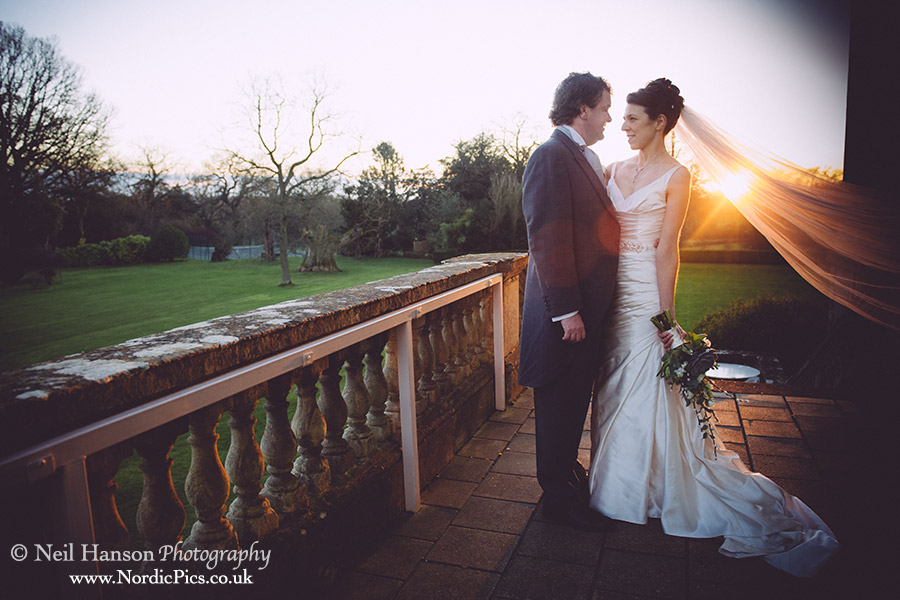 Winters sunset for a Wedding reception at Kirtlington park by neil hanson photography
