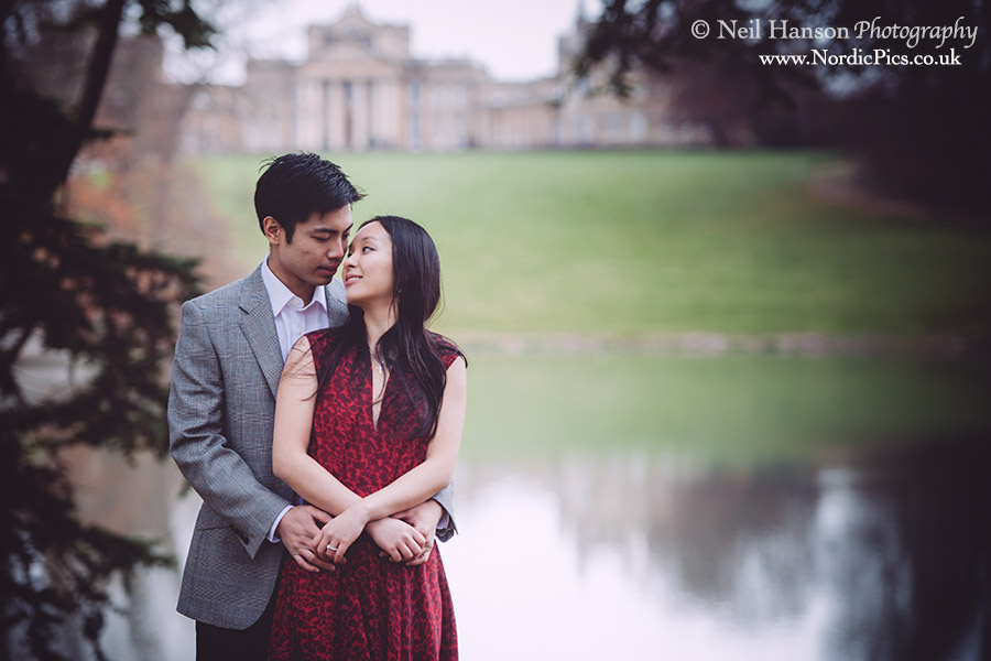 Creative natural engagement photos at Blenheim Palace in Oxfordshire