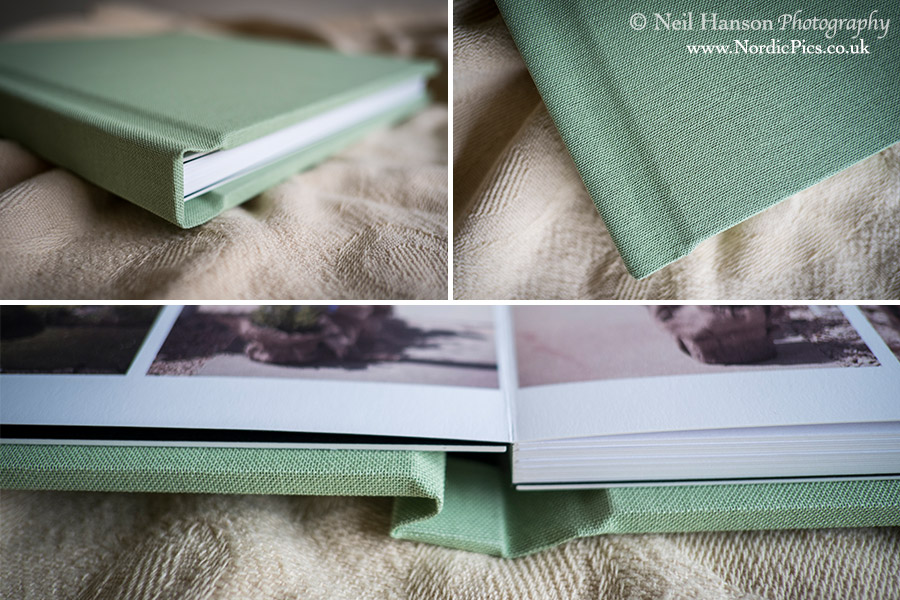 Apple Colour Cotton Cover on Nicola & Adams Wedding album form Caswell House in Oxfordshire