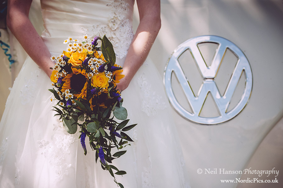 Brides bouquet & VW Camper Van