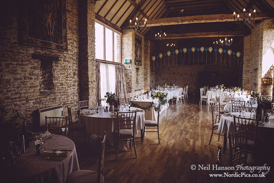 The Great Barn ready for the Wedding Breakfast to begin