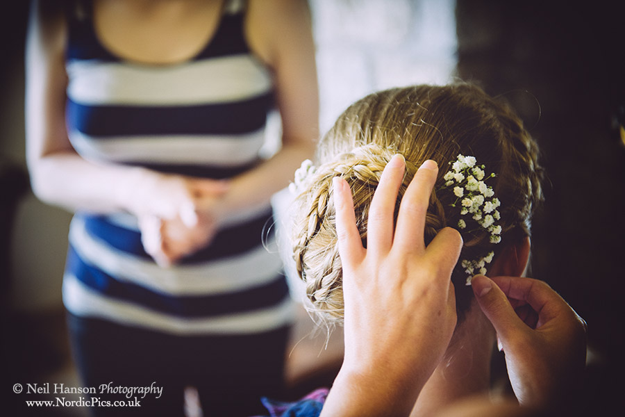 Brides hair styling the finishing touches