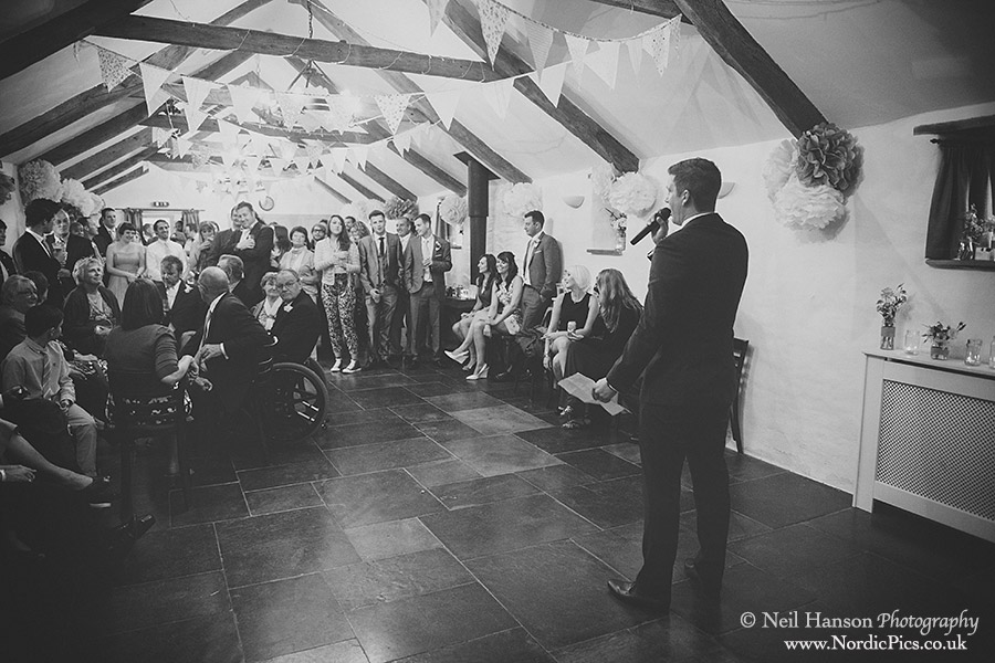 Grooms speech at a wedding at Coombeshead in Cornwall