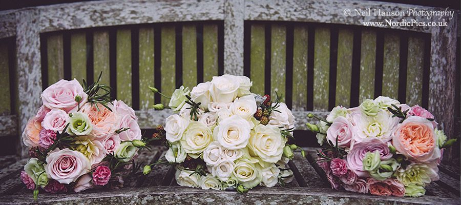 Bride & bridesmaids wedding bouquets at the Cotswold Plough Hotel