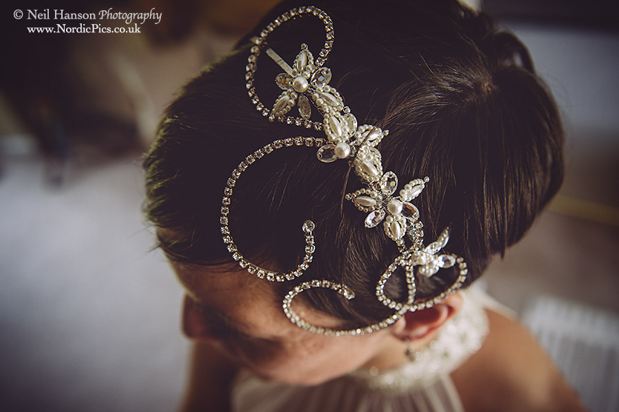 Hair accessories for the bride on her wedding day at rye hill golf club