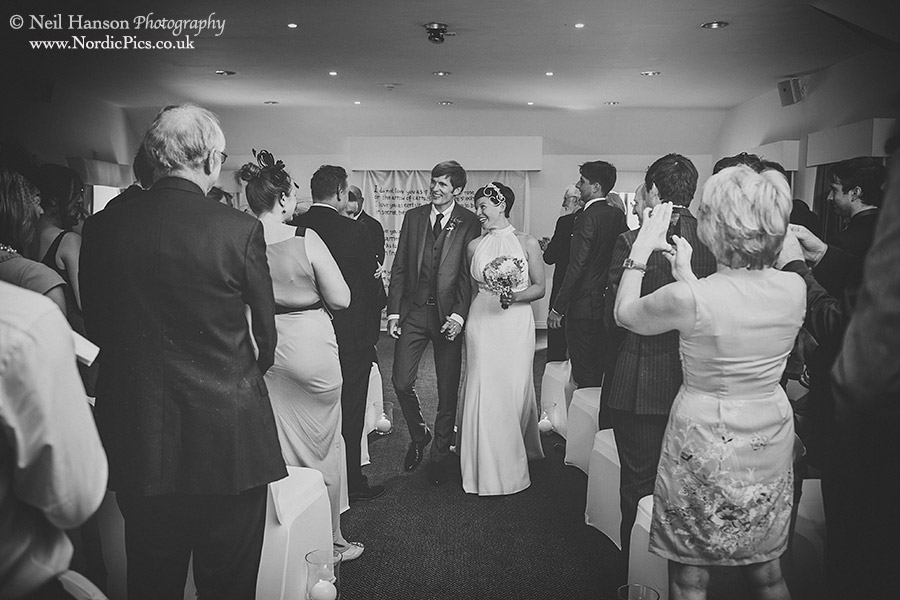 Bride and Groom exiting their Wedding Ceremony at Rye Hill Golf Club