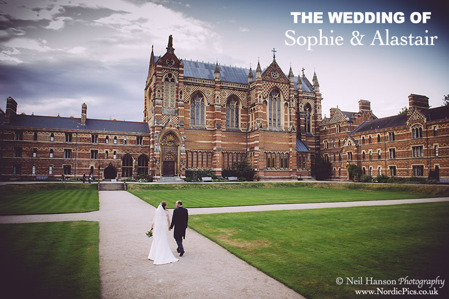 Bride & groom at Keble College Oxford on their Wedding day