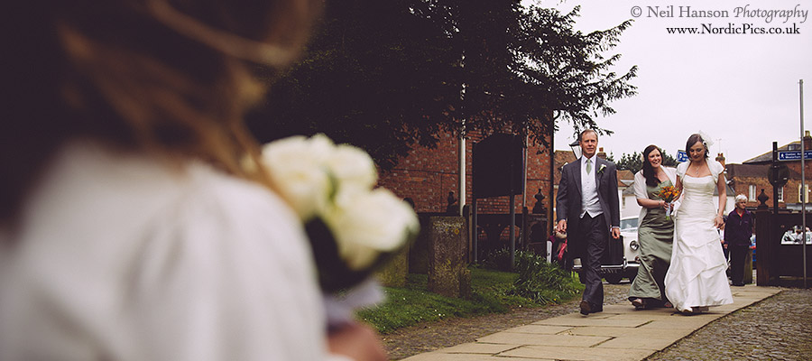 Bride walks to Westerham Church with her fanther