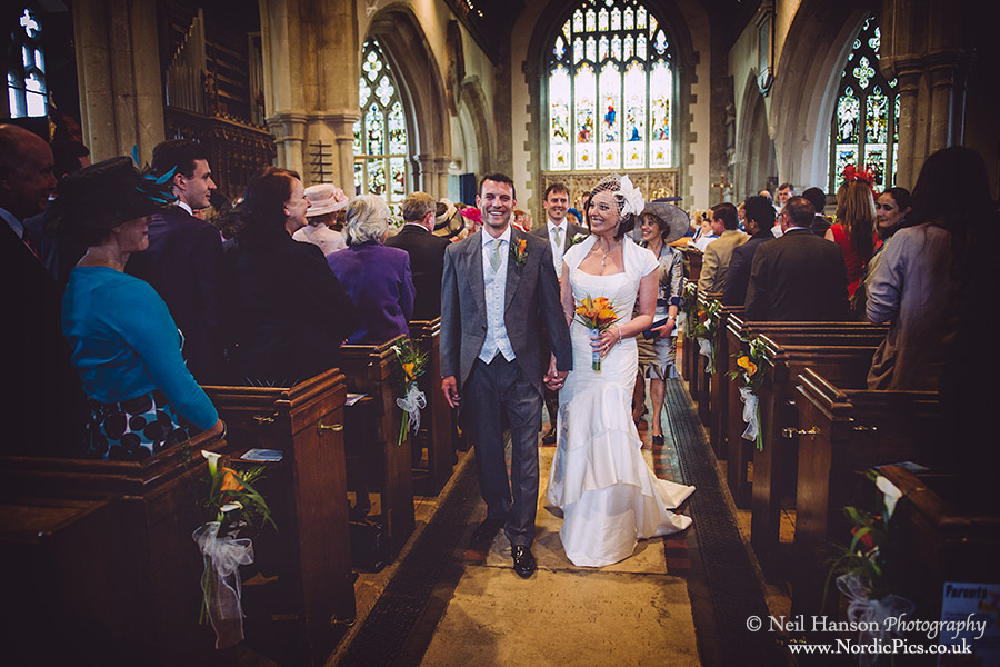 Bride and Groom exit Westerham Church on their Wedding Day