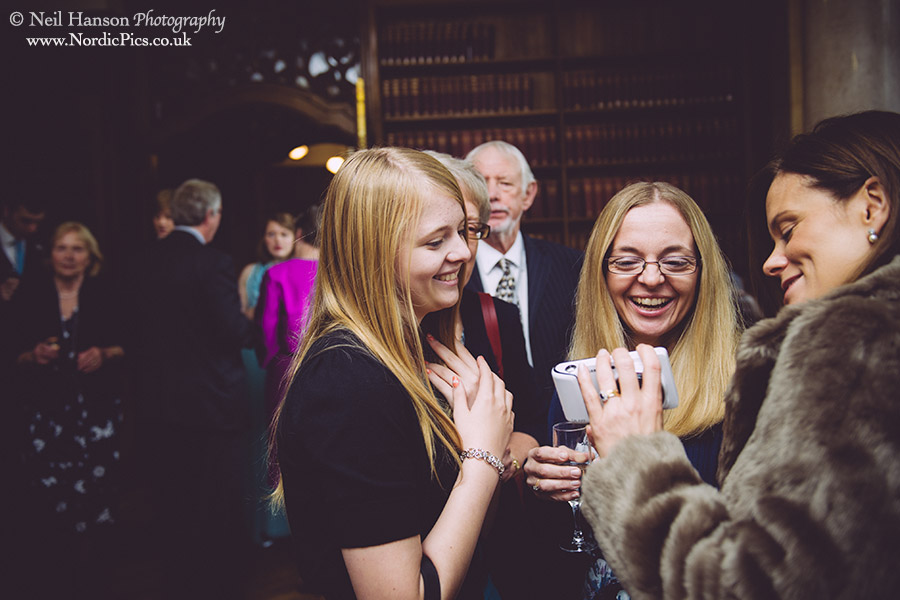 Fun and laughter at a wedding reception at Rhodes House Oxford
