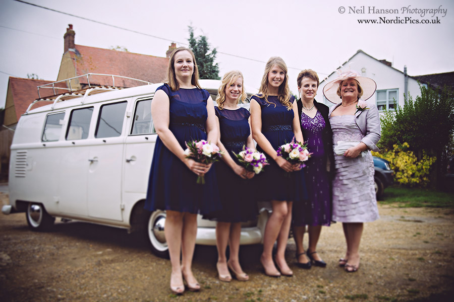 Bridesmaids & VW Camper van at Caswell House