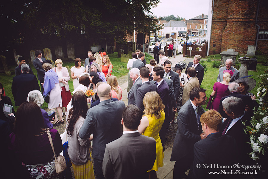Bride and Groom greet their Wedding guests at Westerham Church in Kent