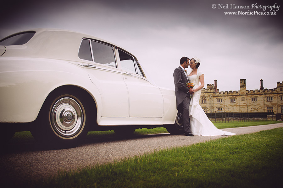 Bride and Groom arriving at Penshurst Place on their Wedding day