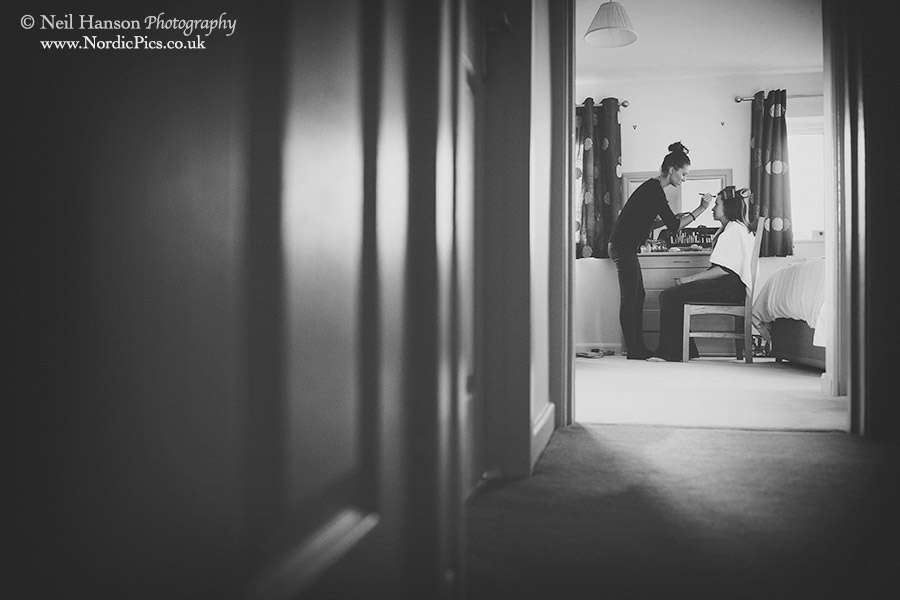 Bridal preparations before Debbie's Wedding at The Great Barn Oxfordshire