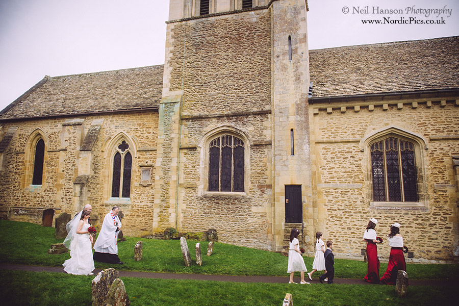 Bride arriving at St Marys Church Iffley