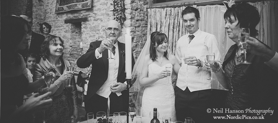 Drinks toast to the bride and groom