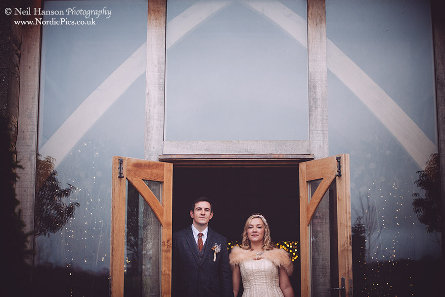 Bride and groom at Cripps Stone Barn