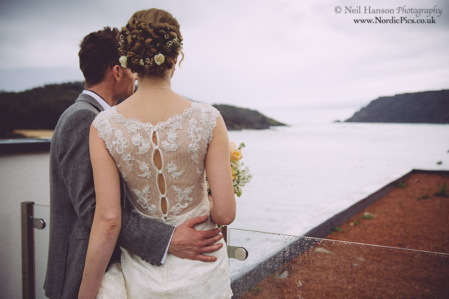 Bride and Groom at Salcombe Harbour Hotel Wedding