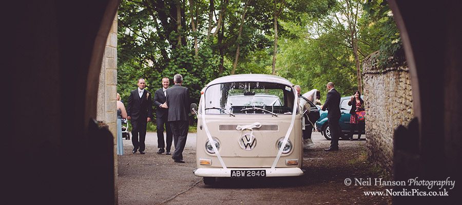 Bride arrives for a Wedding at St Marys Church Cogges