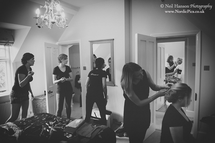Brides preparations for her wedding at The Bay Tree Hotel Burford