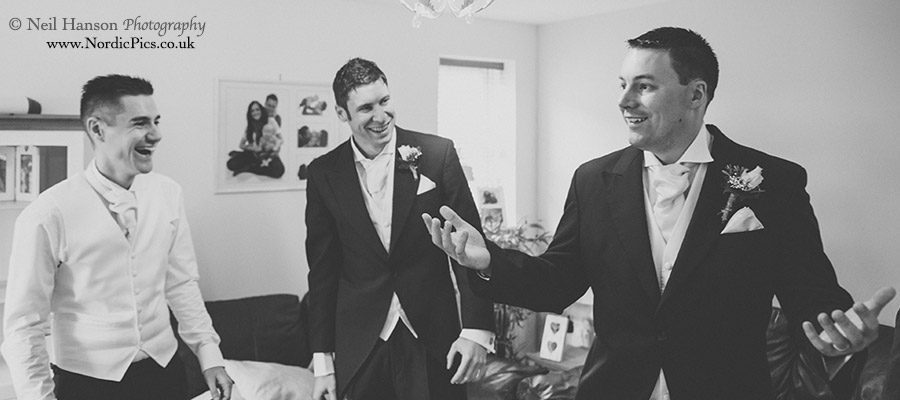 Fun & laughter with the groomsmen before the wedding at The Bay Tree Hotel