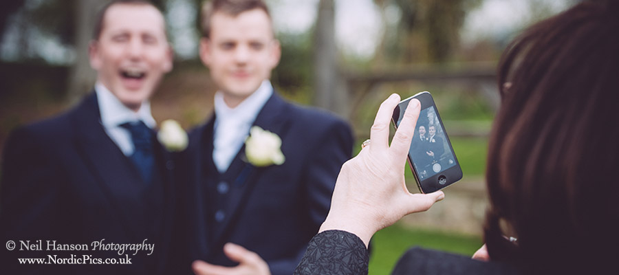 Candid selfies by wedding guests at Cripps Barn