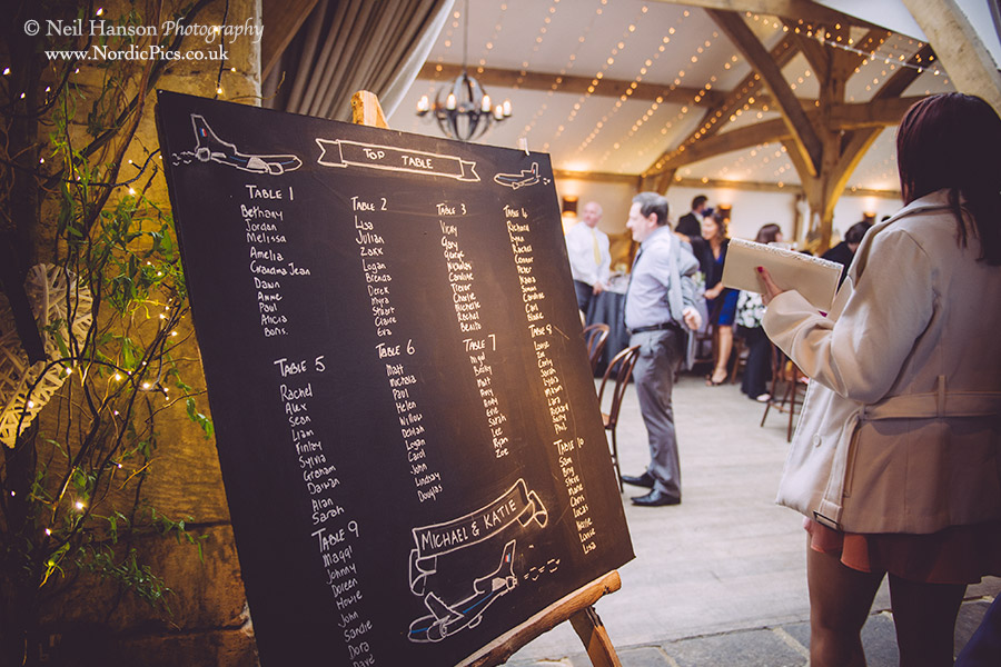 Katie & Mikes seating plan at Cripps Barn