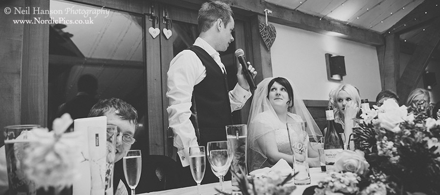 Grooms speech on his wedding day at Cripps Barn