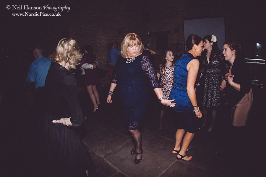 Evening guests dancing at Cripps Barn