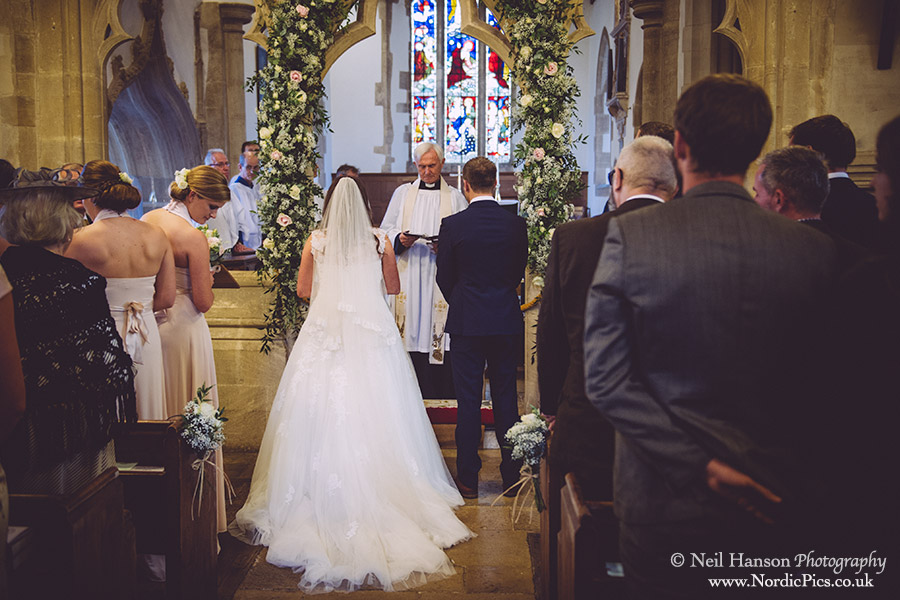 Wedding ceremony at St Marys Church North Leigh