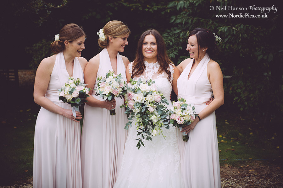 Bride & bridesmaids at an Oxfordshire farm wedding