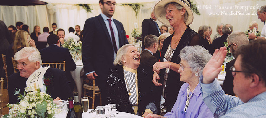 Wedding guests laughter
