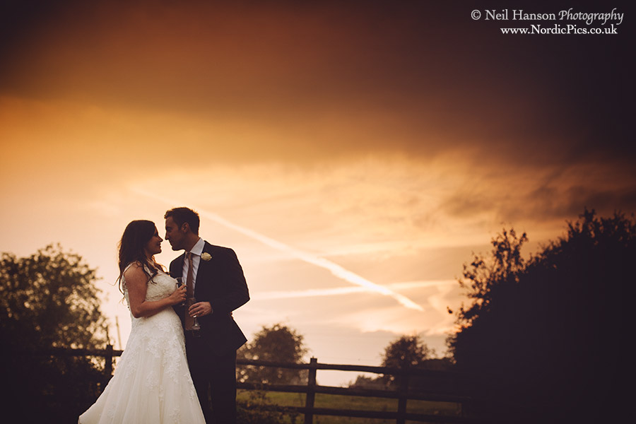 Beautiful rural Oxfordshire sunset on Rachael & Lukes Wedding day