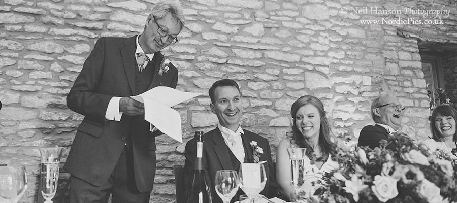 Laughter at the wedding speeches