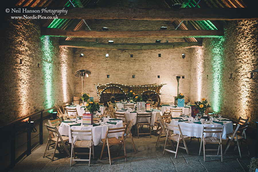Rustic barn set up for a Wedding breakfast at Cogges Farm Museum