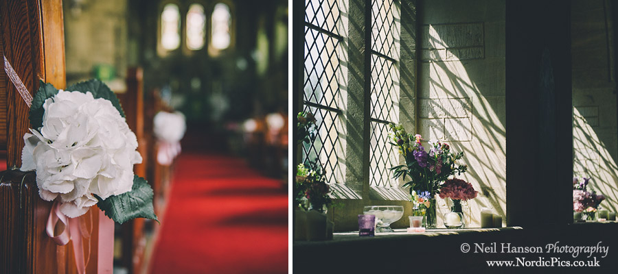 Inside St Johns Church bailey before a wedding ceremony