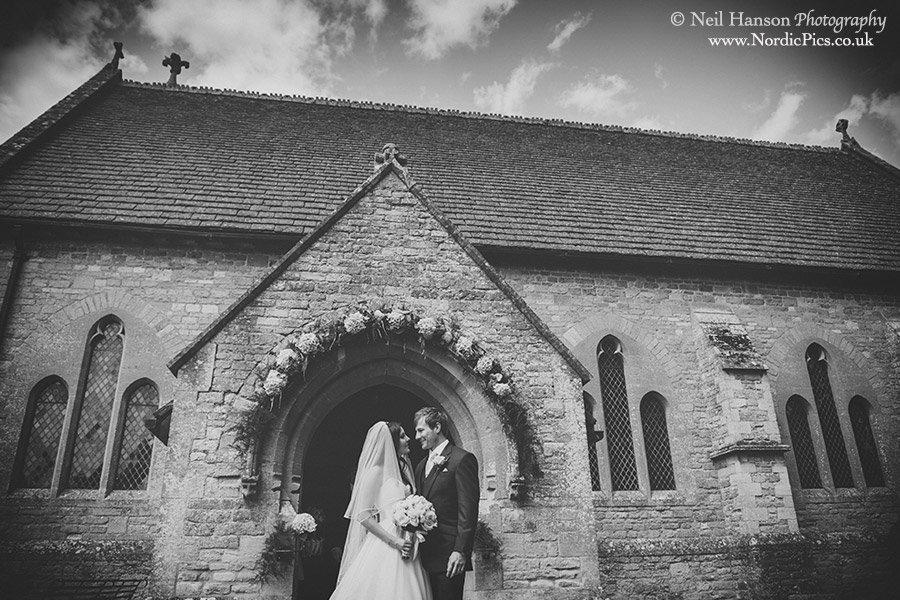 Bride & groom outside St Johns Church Hailey after their Wedding ceremony