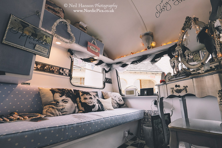 Inside Glenda the vintage caravan