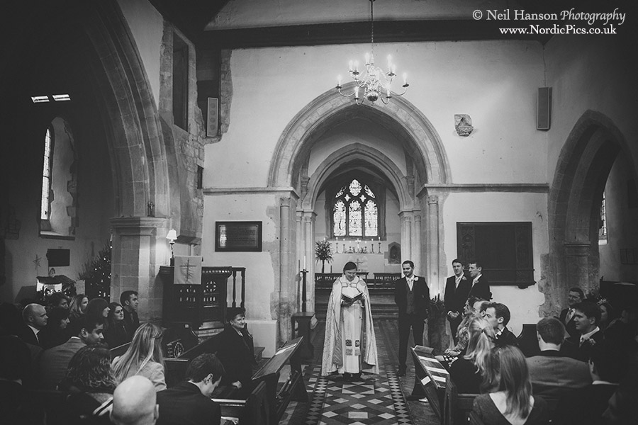 Vicar addresses the congregation at a Wedding at Blewbury Church Oxfordshire