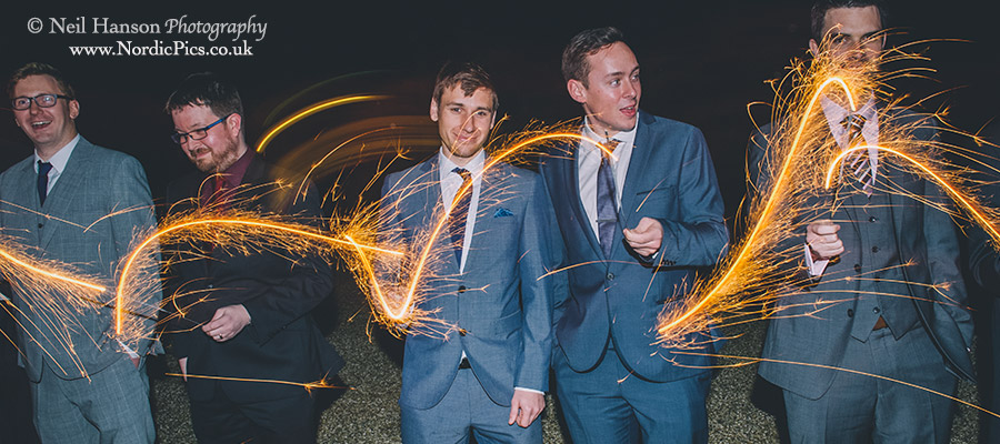 Wedding guests and sparklers